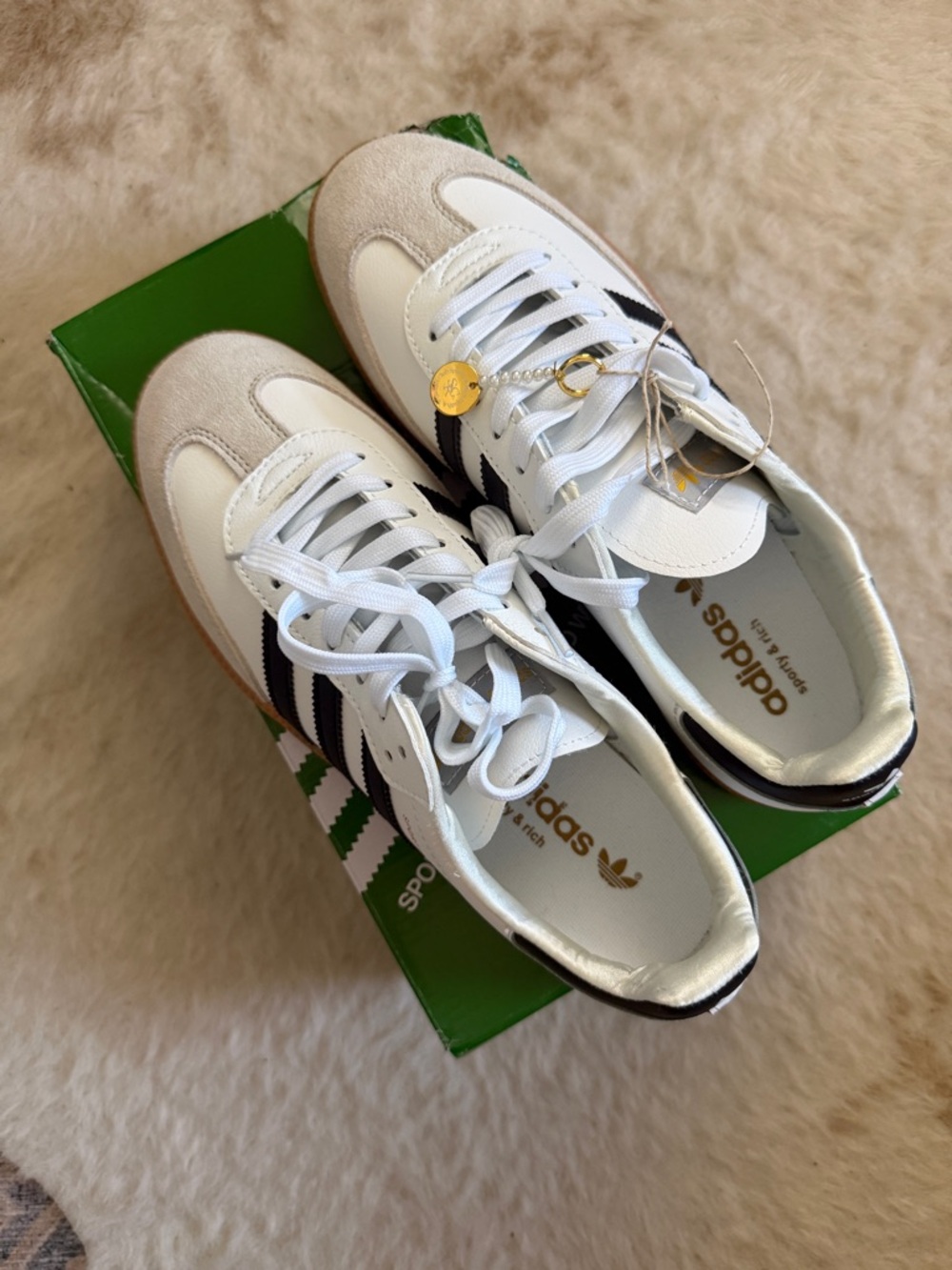 adidas x Sporty & Rich Low-Top Sneakers with Gold Charm
